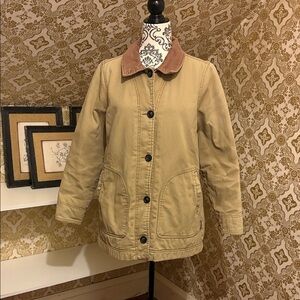 Woolrich Tan Barn Jacket with Brown Corduroy Collar